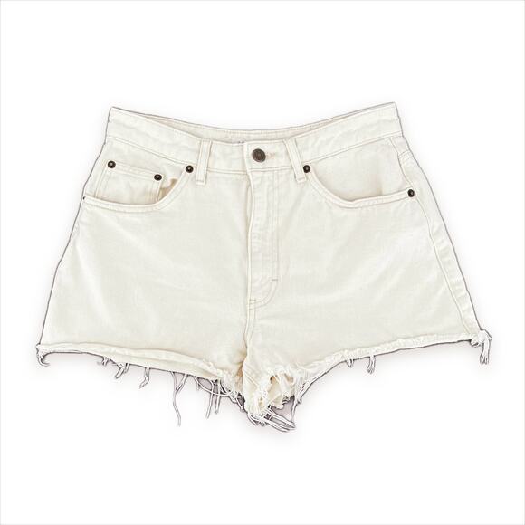 Topshop A-Line Denim Cutoff Mom High-Waist Denim Shorts Ecru size 6 - Picture 5 of 10